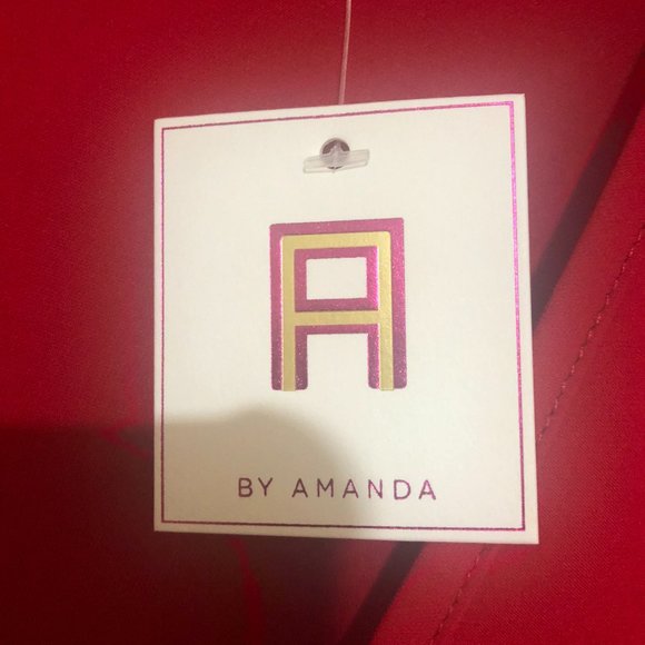 NWT A by Amanda Uprichard Balloon Sleeve Red Dress with V-Neck - Shift - Picture 6 of 8